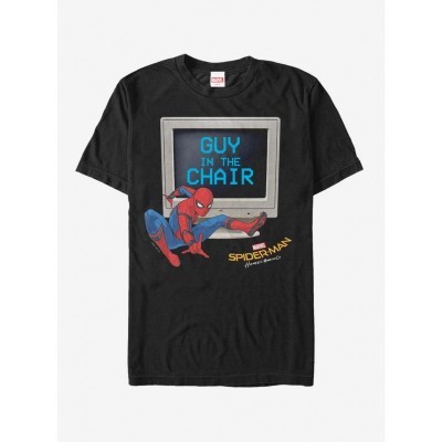 Marvel Far From Home T-Shirt - Man in Chair - Black Men's