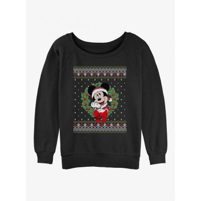 Disney Girls Holiday Sweatshirt - Mickey Mouse Design - Black