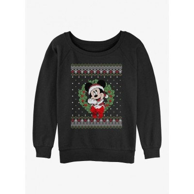 Disney Girls Holiday Sweatshirt - Mickey Mouse Design - Black