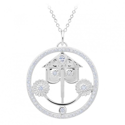 Disney's It's a Small World Sterling Silver Clockface Necklace