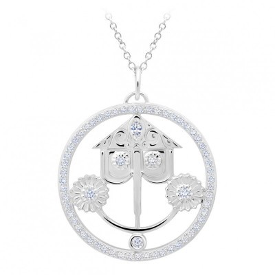 Disney's It's a Small World Sterling Silver Clockface Necklace