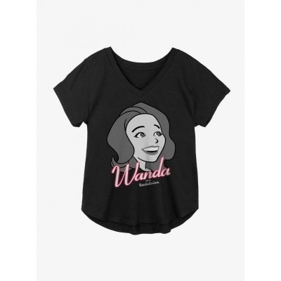 Marvel Wanda Smiles V-Neck Plus Size Tee for Girls - Black