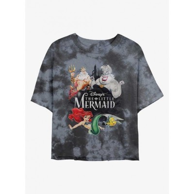 Disney Little Mermaid Watercolor Design Crop T-Shirt for Girls - Multi Colors
