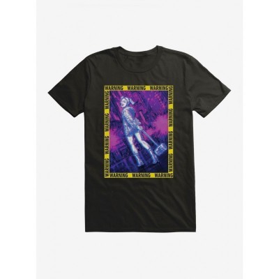 DC Comics Birds Of Prey Harley Quinn Caution Black T-Shirt for Men