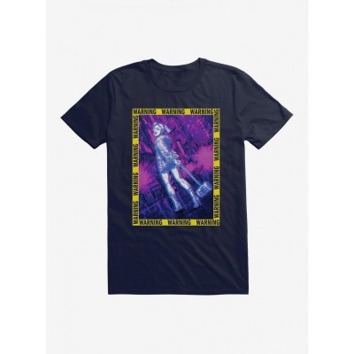 DC Comics Birds Of Prey Harley Quinn Caution Black T-Shirt for Men
