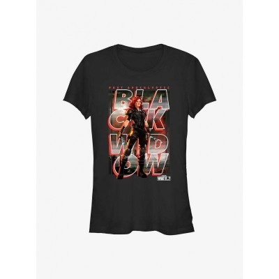 Marvel Post-Apocalyptic Black Widow T-Shirt for Girls - Comfortable Black Cotton