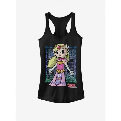 Nintendo Toon Zelda Hylian Royalty Girls Cotton Tank Top - Black
