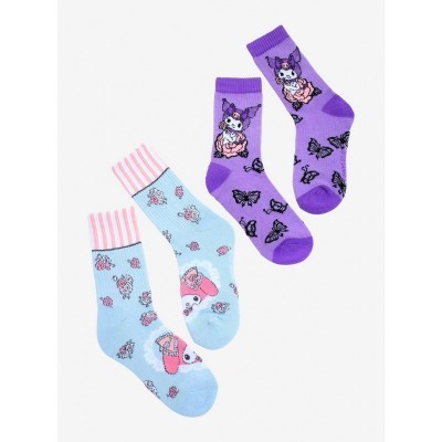 My Melody and Kuromi Rose Pattern Crew Socks for Women