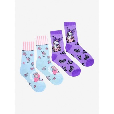 My Melody and Kuromi Rose Pattern Crew Socks for Women