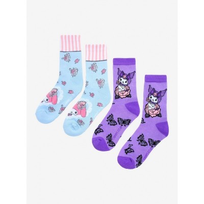 My Melody and Kuromi Rose Pattern Crew Socks for Women