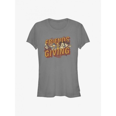 Disney Friendsgiving Girls T-Shirt in Grey - Lightweight Cotton