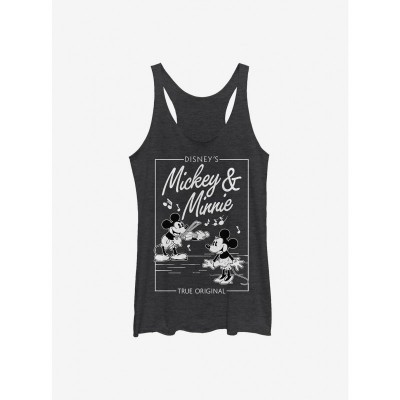 Disney Mickey Minnie Music Cover Girls Tank Top - Junior Size Black