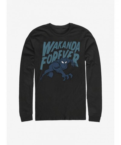 Marvel Black Panther Wakanda Forever Bold Art Long-Sleeve T-Shirt $8.16 T-Shirts