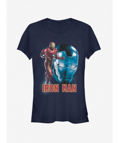 Marvel Avengers: Endgame Iron Man Profile Girls Navy Blue T-Shirt $7.57 T-Shirts