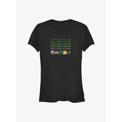 Minecraft Avatar Heads Girl's T-Shirt - Black