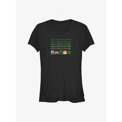 Minecraft Avatar Heads Girl's T-Shirt - Black
