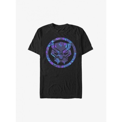 Marvel Black Panther Floral Design Ultra Soft T-Shirt - Men's Black