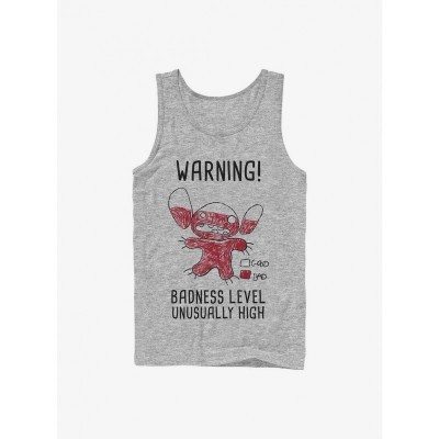 Disney Lilo & Stitch Grey Warning Graphic Men's Tank Top