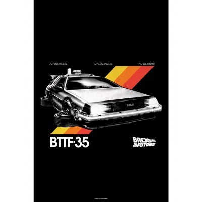 Back To The Future Classic Delorean Flying Poster - White Edition