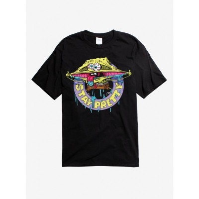 SpongeBob SquarePants Pretty Patch Tee - Black Men's Cotton T-Shirt