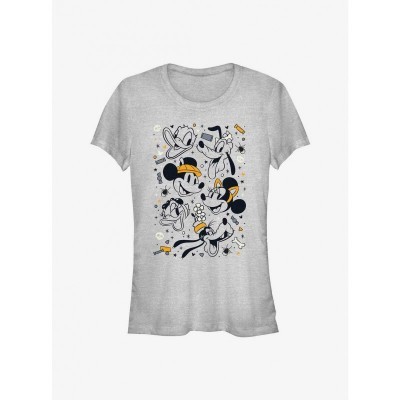 Disney Girls Happy Halloween Mickey Mouse T-Shirt - Grey