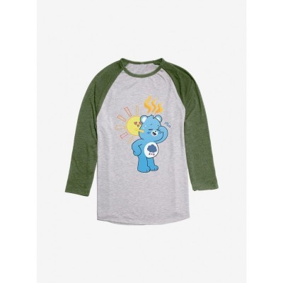 Grumpy Care Bear Summer Raglan Tee - Men's Green Lightweight Polyester Blend