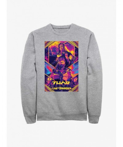 Marvel Thor: Love And Thunder Neon Poster Sweatshirt $14.46 Sweatshirts
