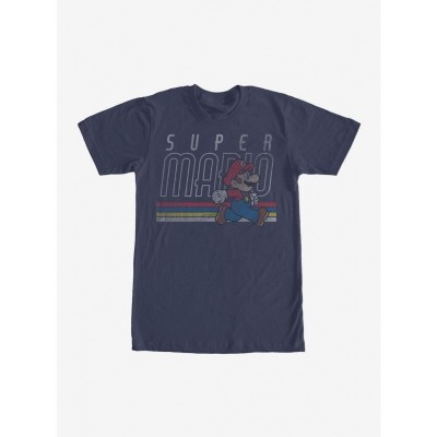 Nintendo Super Mario Classic Stripes Unisex T-Shirt - Navy Blue