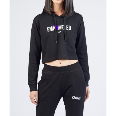 Empowered Crop Hoodie in Black