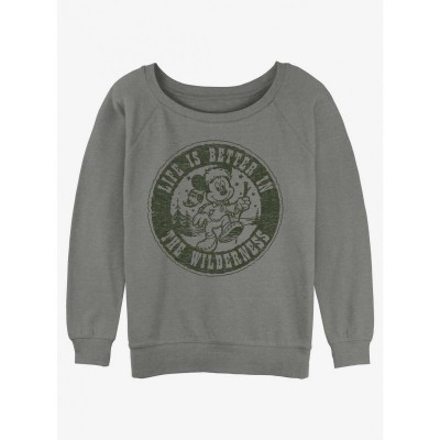 Disney Girls Grey Slouchy Sweatshirt with Mickey Mouse Wilderness Print