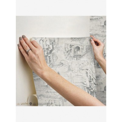 Harry Potter Mystical Taupe Map Peel & Stick Wallpaper