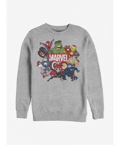 Marvel Avengers Retro Cartoon Group Crew Sweatshirt $10.33 Sweatshirts