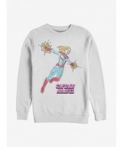 Marvel Captain Marvel Cartoon Crew Sweatshirt $10.92 Sweatshirts