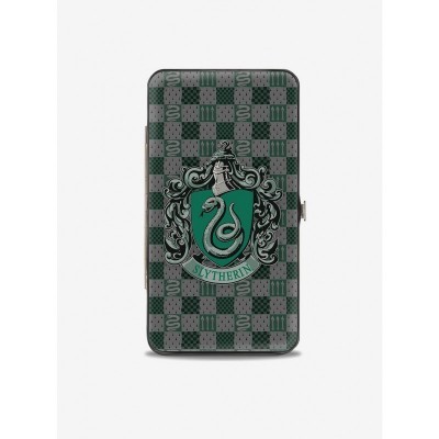 Harry Potter Slytherin Crest Hinged Wallet - Vegan Leather and Stainless Steel
