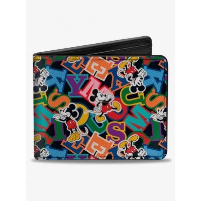 Disney Men's Premium Vegan Leather Mickey Mouse Collage Wallet