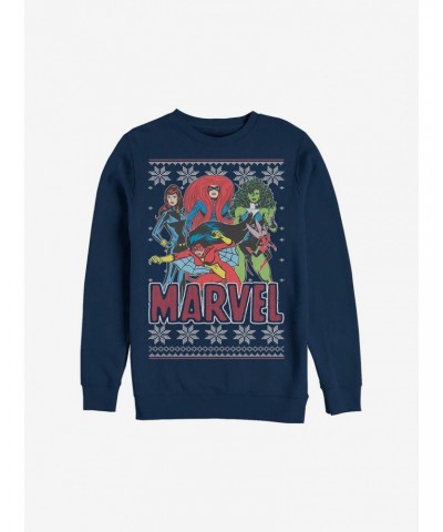 Marvel Christmas Pattern Heroines Sweatshirt $12.40 Sweatshirts