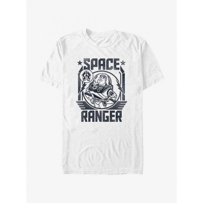 Disney Pixar Toy Story Buzz Lightyear Space Ranger Crest Men's White T-Shirt