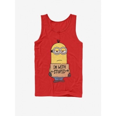 Minion Stupid Tank Top - Men's Red Cotton Tee