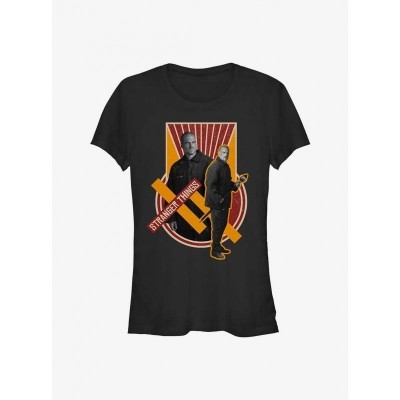 Stranger Things Comrade Hopper Tee for Girls - Black
