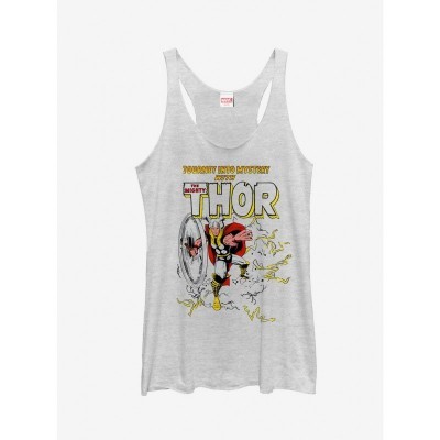 Marvel Girls Mighty Thor Journey into Mystery Racerback Tank - Heather White