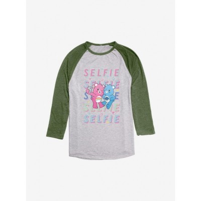 Care Bears Best Friends Selfie Raglan T-Shirt - Green Men's Size