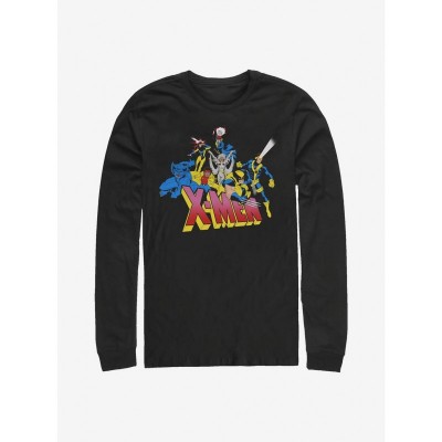 X-Men Team Black Long-Sleeve Cotton T-Shirt for Men