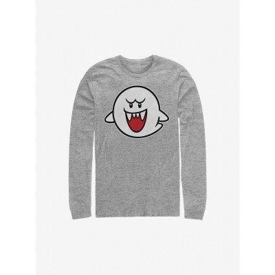 Nintendo GREY Straight-Up Boo Long Sleeve T-Shirt for Men