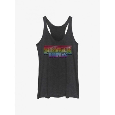 Stranger Things Rainbow Logo Tank Top for Girls - Black