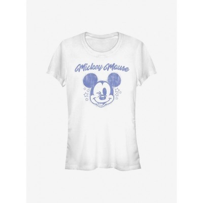 Disney Girls Starry Mickey T-Shirt - Lightweight White Cotton